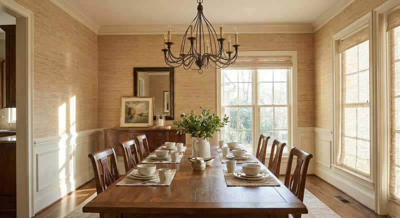 Grasscloth & Natural Fibers installation by Geraldino Wallpaper Studio